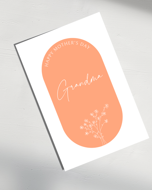 Happy Mother's Day Grandma Card Orange English